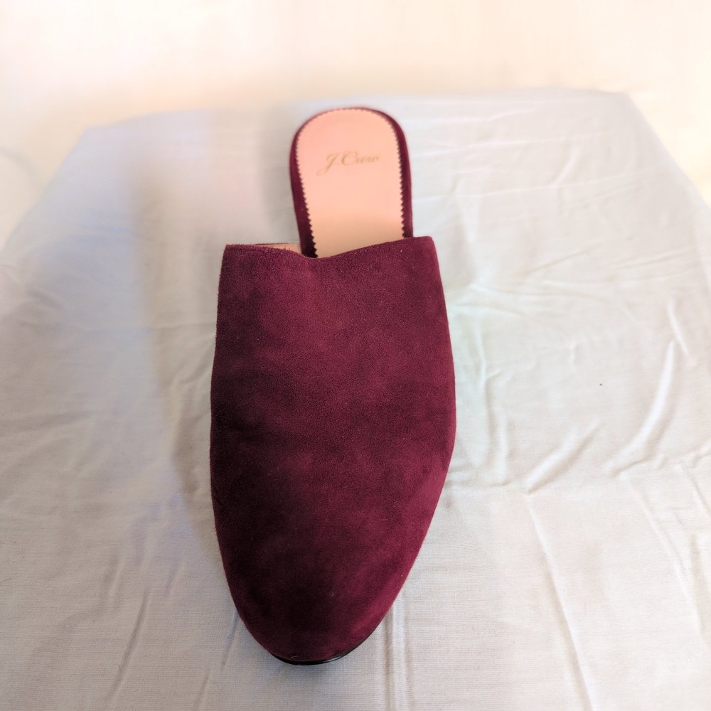 J.Crew Burgundy Suede Block Heel Mules Size 9 - Picture 7 of 10
